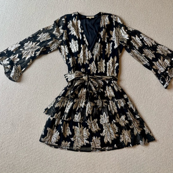 Melissa odabash short metallic tiered dress - Picture 4 of 8